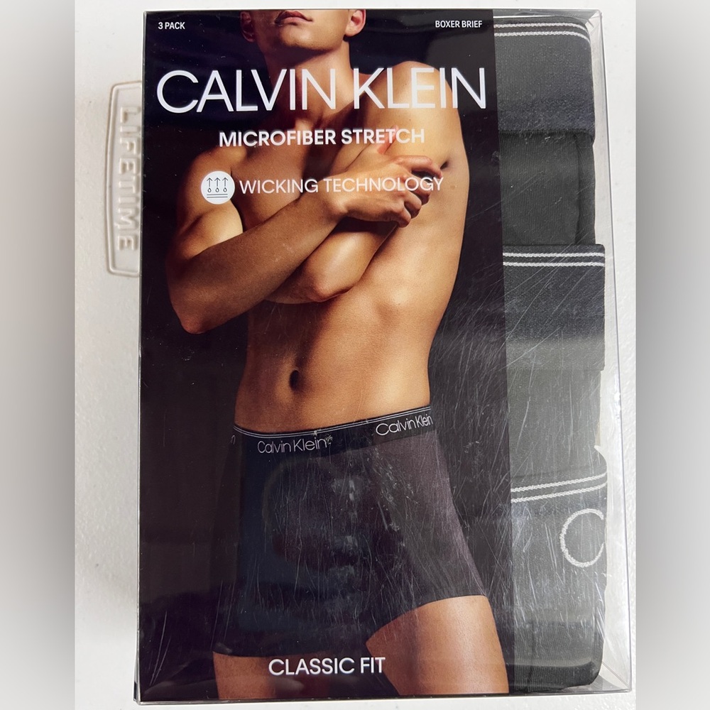 Calvin‎ Klein Microfiber Stretch Classic Fit Boxer Brief 3 Pack Wicking Black